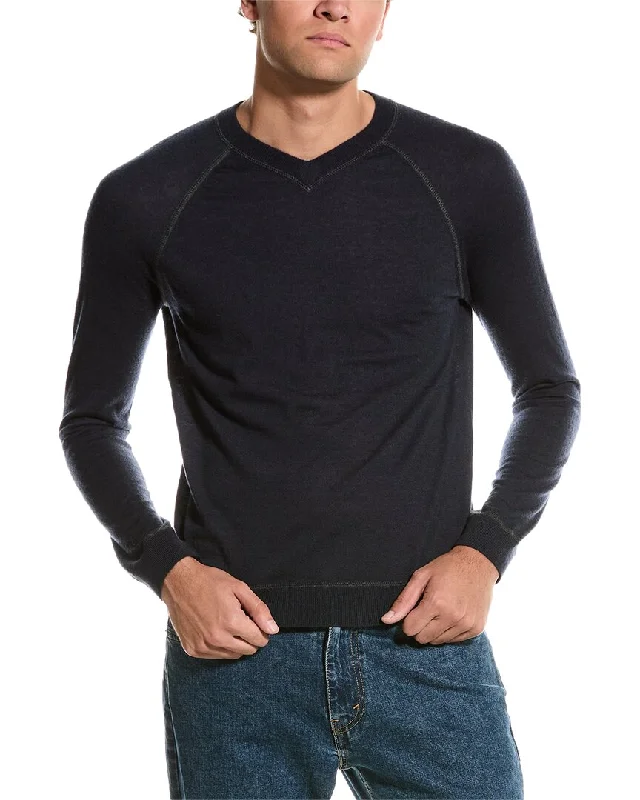 Men's outdoor sweater-Autumn Cashmere Coverstitch Cashmere V-Neck Sweater