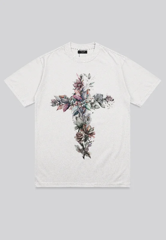 Men's relaxed fit athletic t-shirt-CROSS BOTANICAL T-SHIRT WINTER WHITE