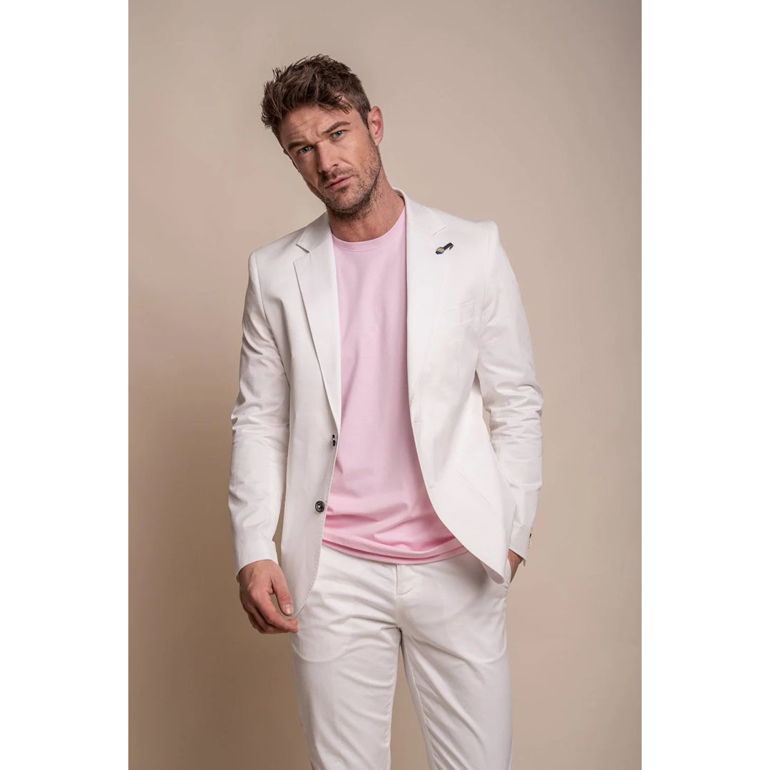 Men's performance raincoat-Mario - Men's Smart Summer Cream Blazer