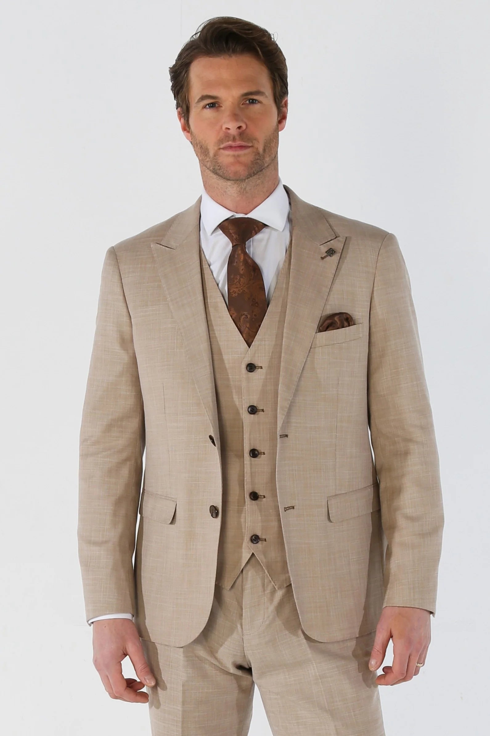 Men's antibacterial performance jacket-Kurt - Men's Beige Tailored Fit Blazer