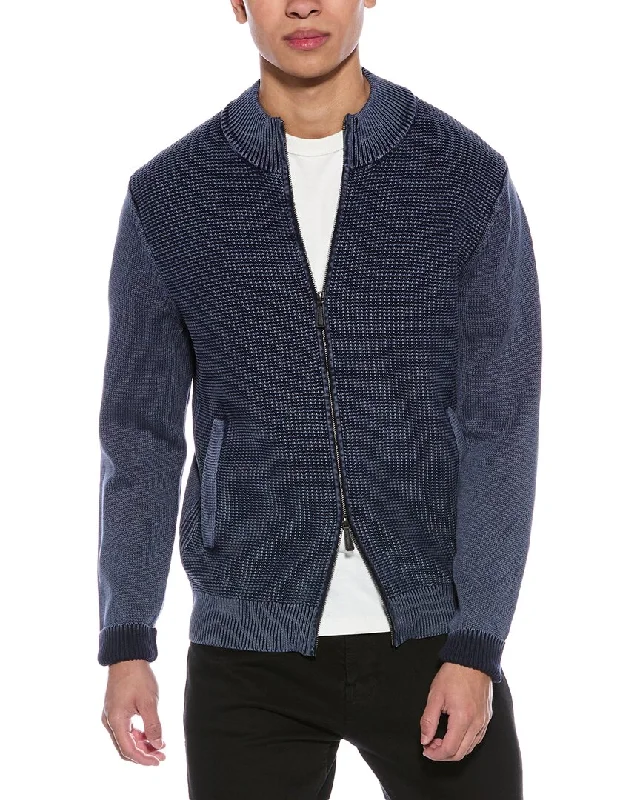 Men's knitwear-tyler böe Zip Front Mineral Wash Sweater Jacket