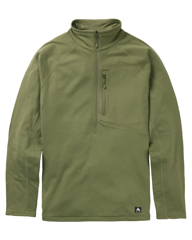 Men's pullover sweatshirt-Burton Men's Stockrun Grid Half-Zip Fleece - Forest Moss