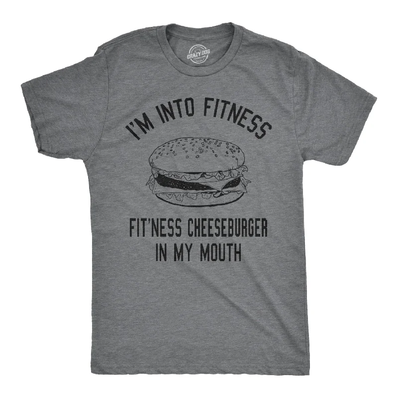 Men's weatherproof outdoor t-shirt-Fitness Cheeseburger In My Mouth Men's T Shirt