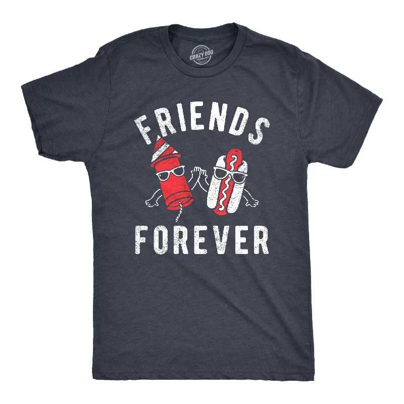 Men's graphic design t-shirt-Friends Forever Firecracker Hot Dog Men's T Shirt