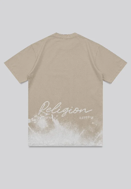 Men's antibacterial fabric t-shirt-RELIGION BLEACH T-SHIRT FAWN