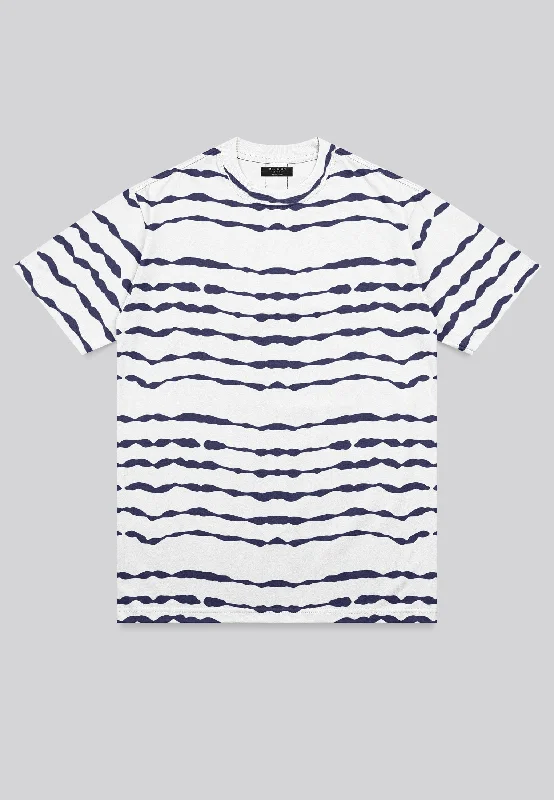 Men's fashion tech t-shirt-STRIPES T-SHIRT WHITE & NAVY