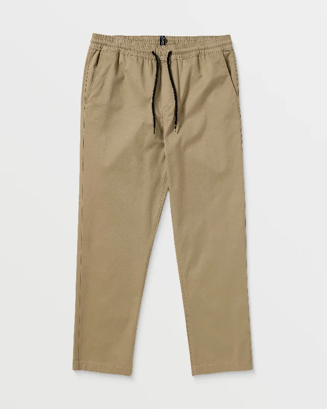 Men's eco-friendly office wear pants-Road Trip Loose Elastic Waist Pants - Khaki