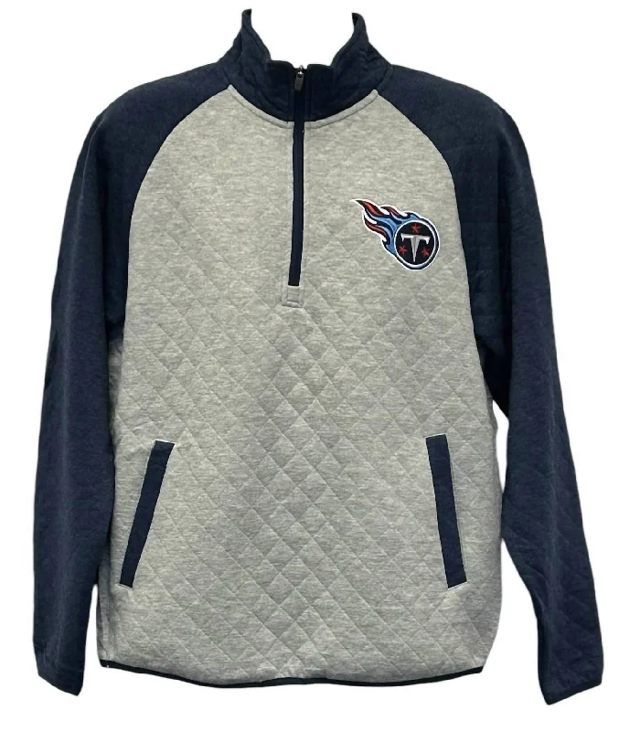 Men's affordable sweatshirt-Men's Tennessee Titans 1/4-Zip Pullover In Grey