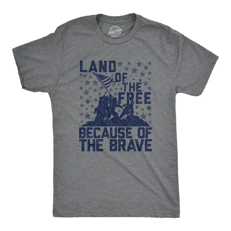 Men's breathable cotton t-shirt-Land Of The Free Because Of The Brave Men's T Shirt