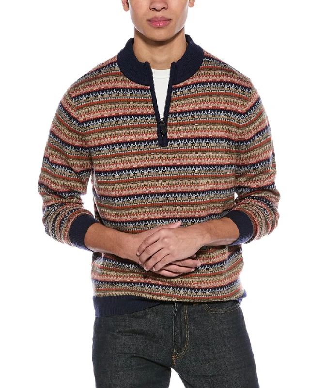 Men's sporty knit-tyler böe Fairisle Wool-Blend 1/4-Zip Sweater