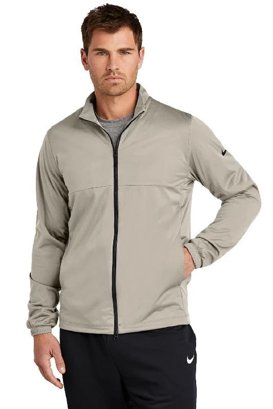 Men's organic fleece jacket-Nike Mens Storm-Fit Wind & Water Resistant Full Zip Jacket - Stone Brown