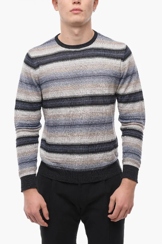 Men's running sweater-Corneliani Pure Knitwear Crew Neck Canton Linen Blend Sweater