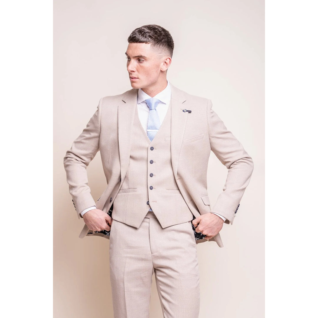 Men's naturally cooling jacket-Miami - Men's Beige Wedding Blazer