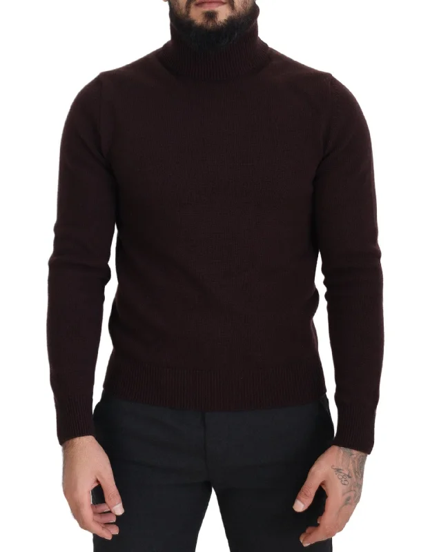 Men's casual sweater-Dolce & Gabbana Elegant Turtleneck Wool Pullover Men's Sweater