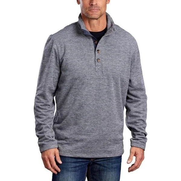 Men's easy-care knitwear-Stetson Men's Honeycomb Bonded Quarter Button Sweater in Gray