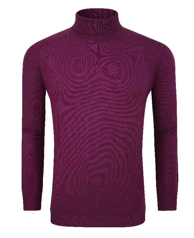 Men's summer knitwear-Tom Baine Slim Fit Performance Cotton Turtle Neck