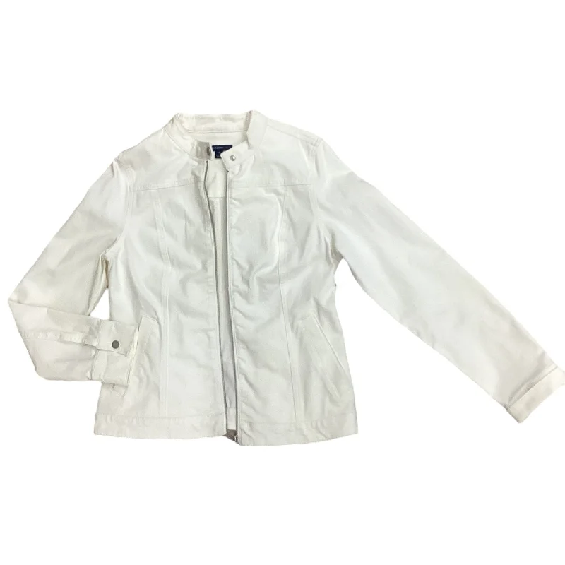 Men's fashionable rain jacket-Jacket Denim By Isaac Mizrahi Live Qvc In White, Size: 6