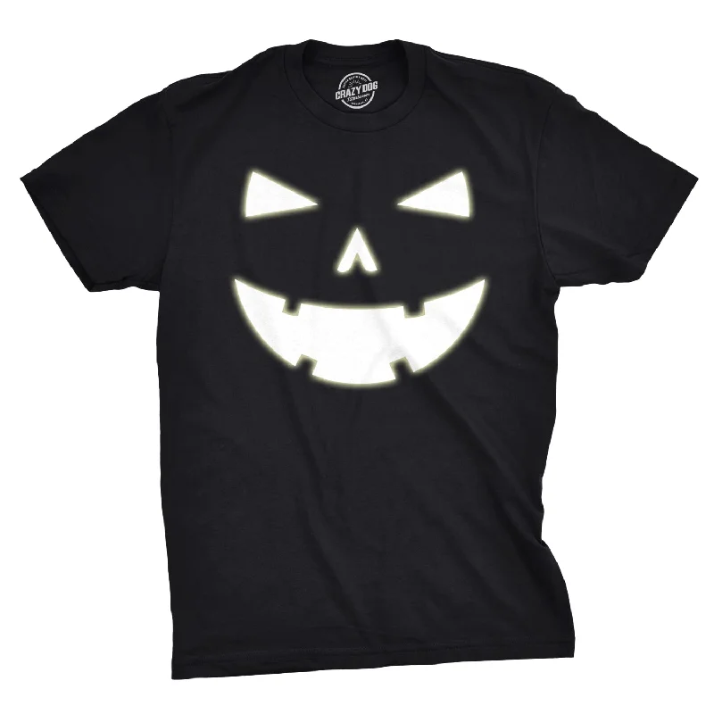 Men's fitness wear t-shirt-Happy Tooth Glowing Pumpkin Face Men's T Shirt