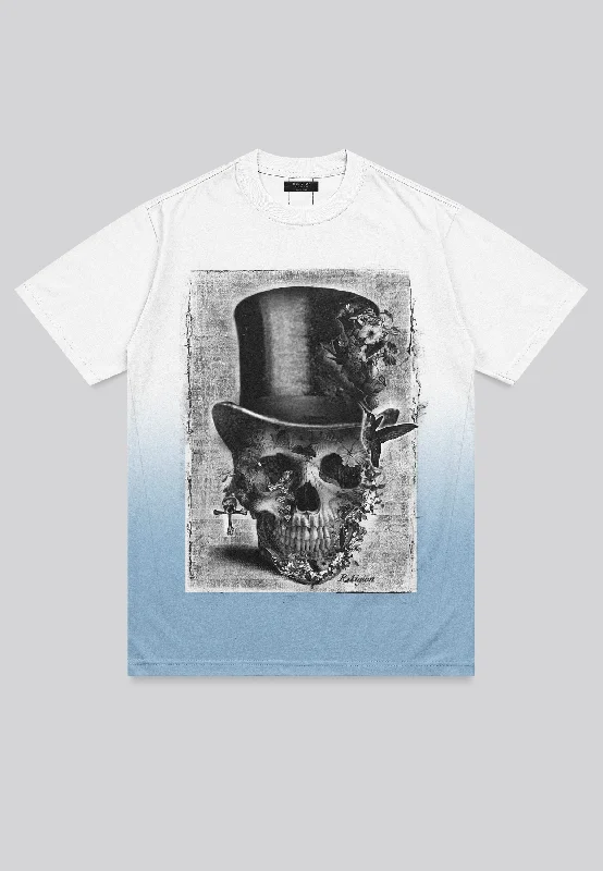 Men's premium cotton t-shirt-TOP HAT WHITE & BABY BLUE T-SHIRT