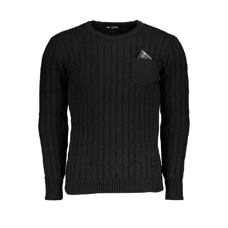 Men's party sweater-U.S. Grand Polo Twisted Crew Neck Sweater with Contrast Men's Details