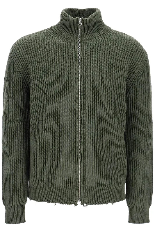 Men's wrinkle-resistant knitwear-Mm6 Maison Margiela Men's Cotton Cardigan With Zipper