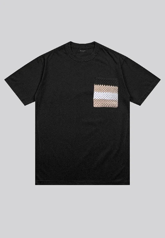 Men's sustainable jersey t-shirt-KNIT POCKET T-SHIRT BLACK