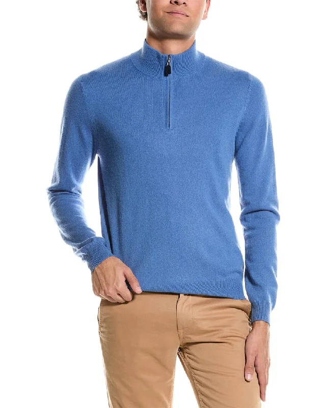 Men's graphic sweatshirt-Mette Quarter Zip Cashmere Pullover