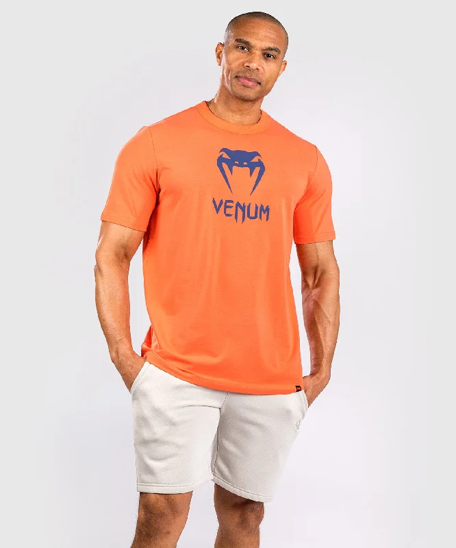 Men's premium cotton t-shirt-Venum Classic T-Shirt - Orange/Navy Blue