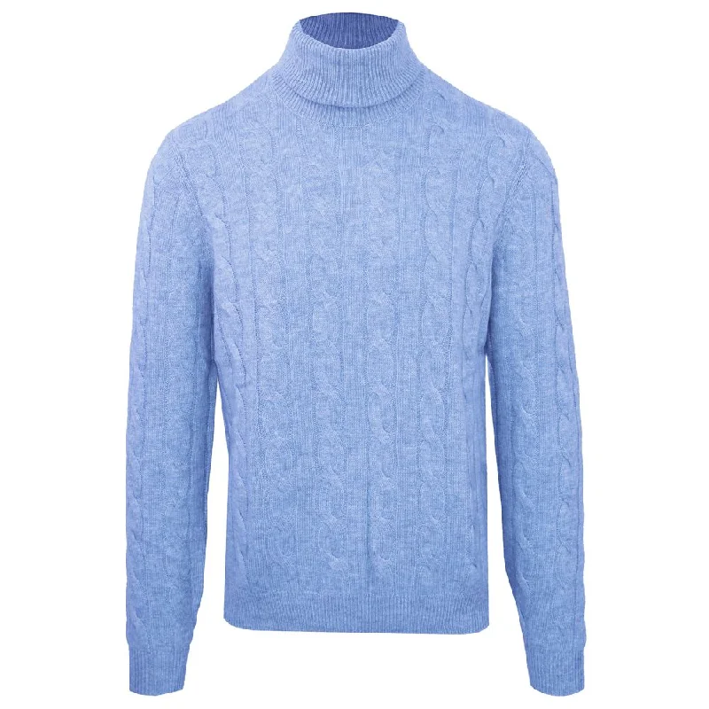 Men's winter knitwear-Malo blue Wool Men's Turtleneck Men's Sweater