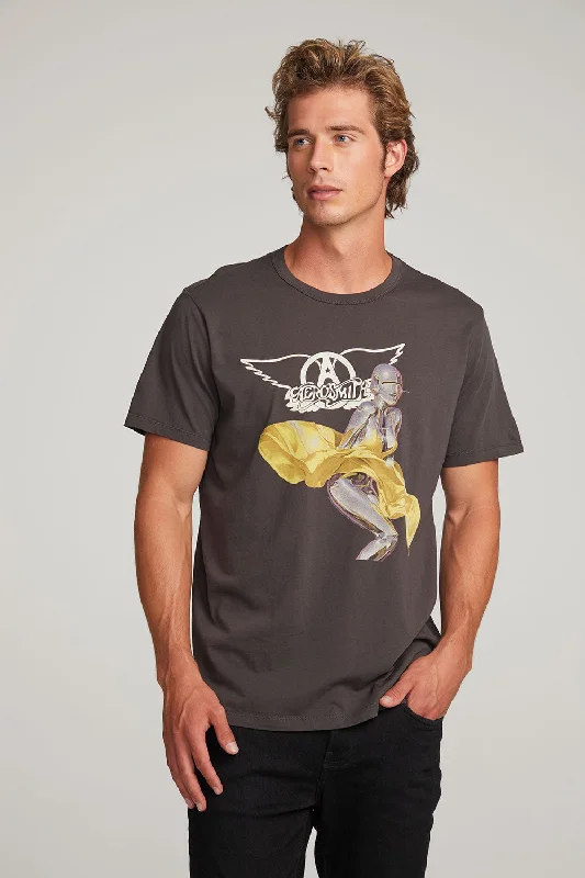 Men's premium cotton t-shirt-Aerosmith Just Push Play Mens Tee