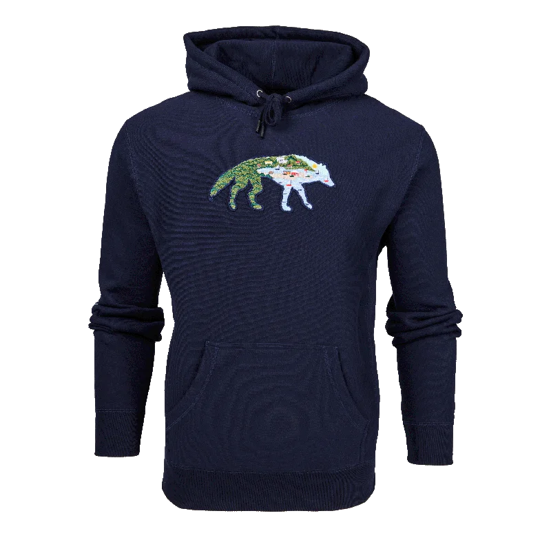 Men's relaxed fit casual hoodie-H.S. Stalking Wolf Fireside Hoodie