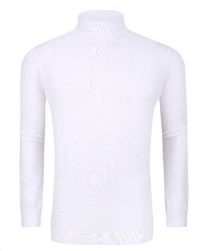 Men's spring knitwear-Tom Baine Slim Fit Performance Cotton Turtle Neck