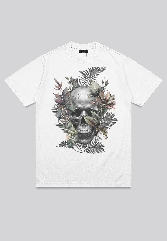 Men's modern fit t-shirt-BOTANICAL SKULL T-SHIRT WHITE