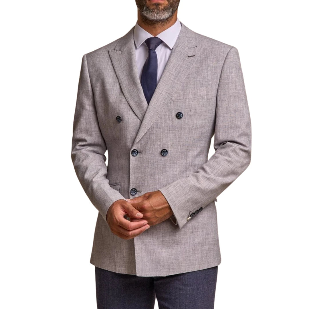 Men's eco-friendly casual jacket-Tokyo - Men's Grey Double Breasted Blazer