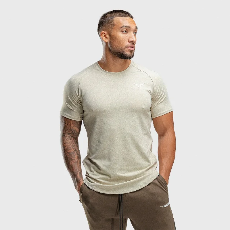 Men's premium cotton t-shirt-Melange Tee - Beige