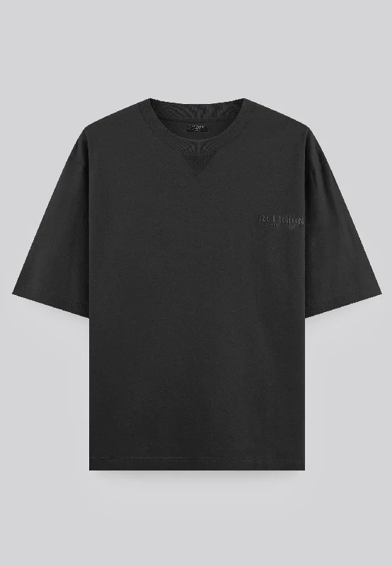 Men's durable outdoor t-shirt-LOGO OVERSIZED T-SHIRT BLACK