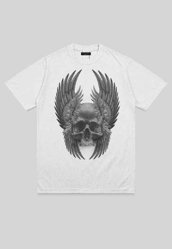 Men's versatile athletic t-shirt-WINGS SKULL T-SHIRT WINTER WHITE