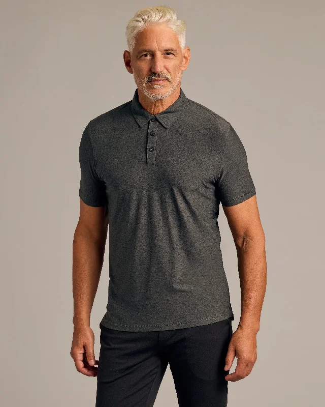 Men's summer office wear polo shirt-Charcoal Heather Gray Active Polo 2.0