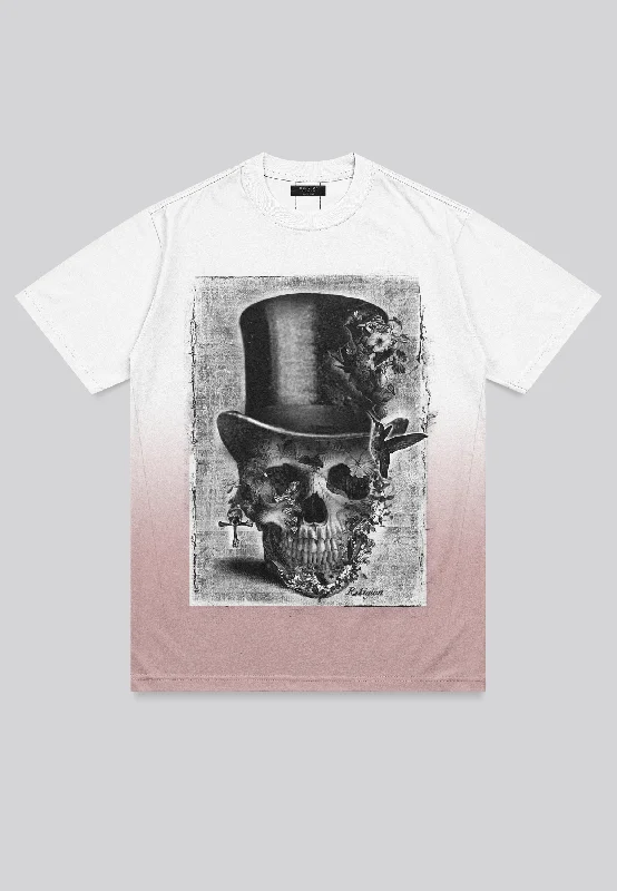 Men's sporty casual wear t-shirt-TOP HAT WHITE & PALE PINK T-SHIRT