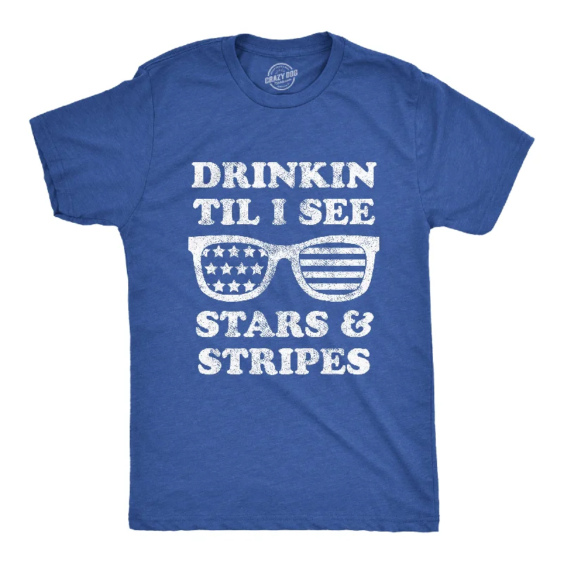 Men's eco-friendly recycled t-shirt-Drinkin Til I See Stars And Stripes Men's T Shirt