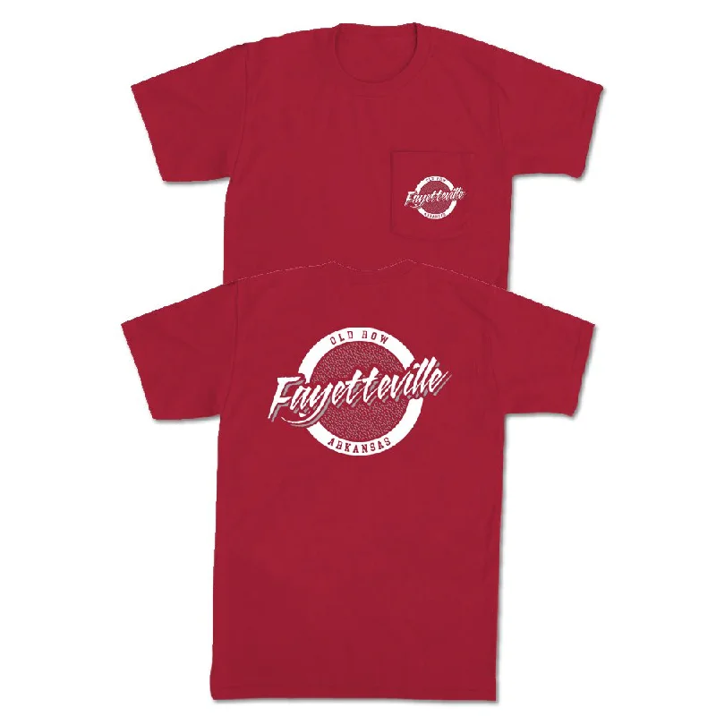 Men's breathable cotton t-shirt-Fayetteville, Arkansas Circle Logo Pocket Tee