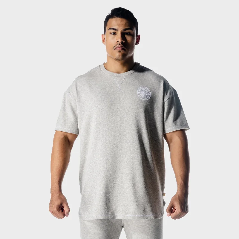 Men's breathable cotton t-shirt-Golden Era Oversized Crew T-shirt - Light Grey Marl