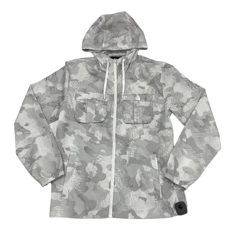 Men's weather-resistant gym jacket-Grey & White Jacket Windbreaker All In Motion, Size M