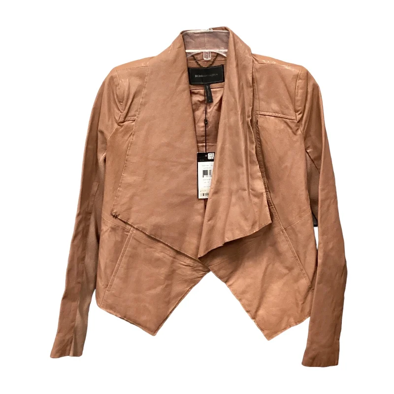 Men's tech-fabric performance jacket-Jacket Leather By Bcbgmaxazria In Brown, Size: S