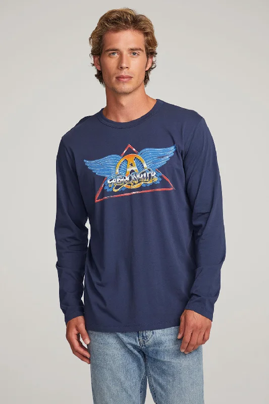 Men's comfortable wear t-shirt-Aerosmith Rock In a Hard Place Mens Long Sleeve