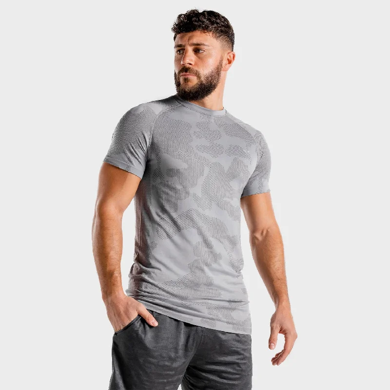 Men's sustainable jersey t-shirt-Wolf Seamless Tee - Grey