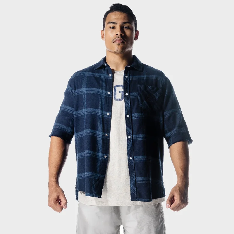 Men's lightweight athletic t-shirt-Golden Era Flannel Shirt - Patriot Blue Check