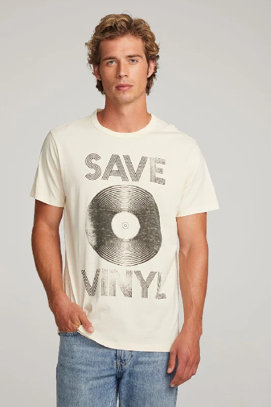 Men's sustainable jersey t-shirt-Save Vinyl Mens Tee