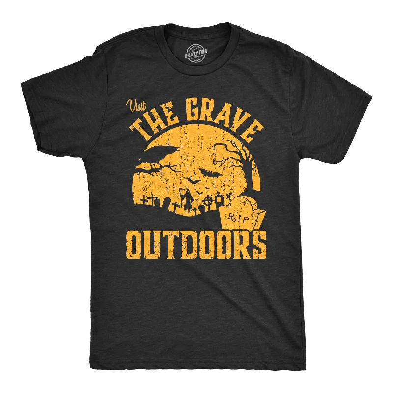 Men's breathable cotton t-shirt-Visit The Grave Outdoors Men's T Shirt