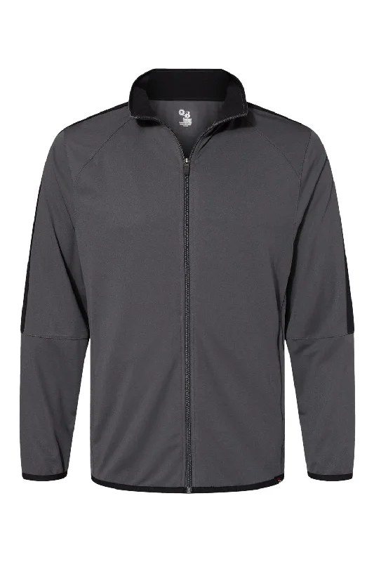 Men's antibacterial performance jacket-Badger Mens Blitz Full Zip Jacket - Graphite Grey/Black - Closeout